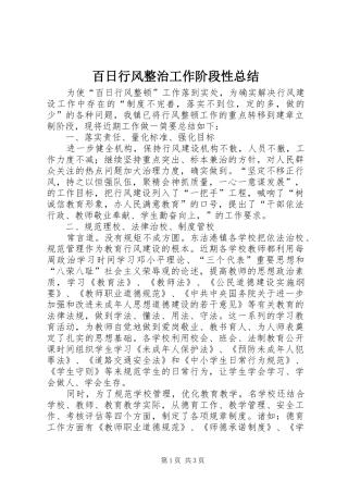 百日行风整治工作阶段性总结