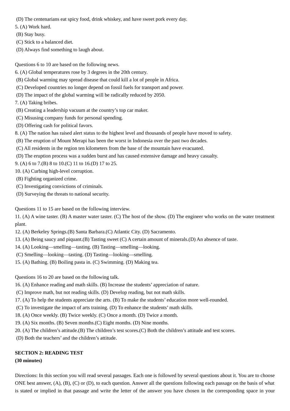 上海市英语高级口译岗位资格证书考试第一阶段试题_第2页