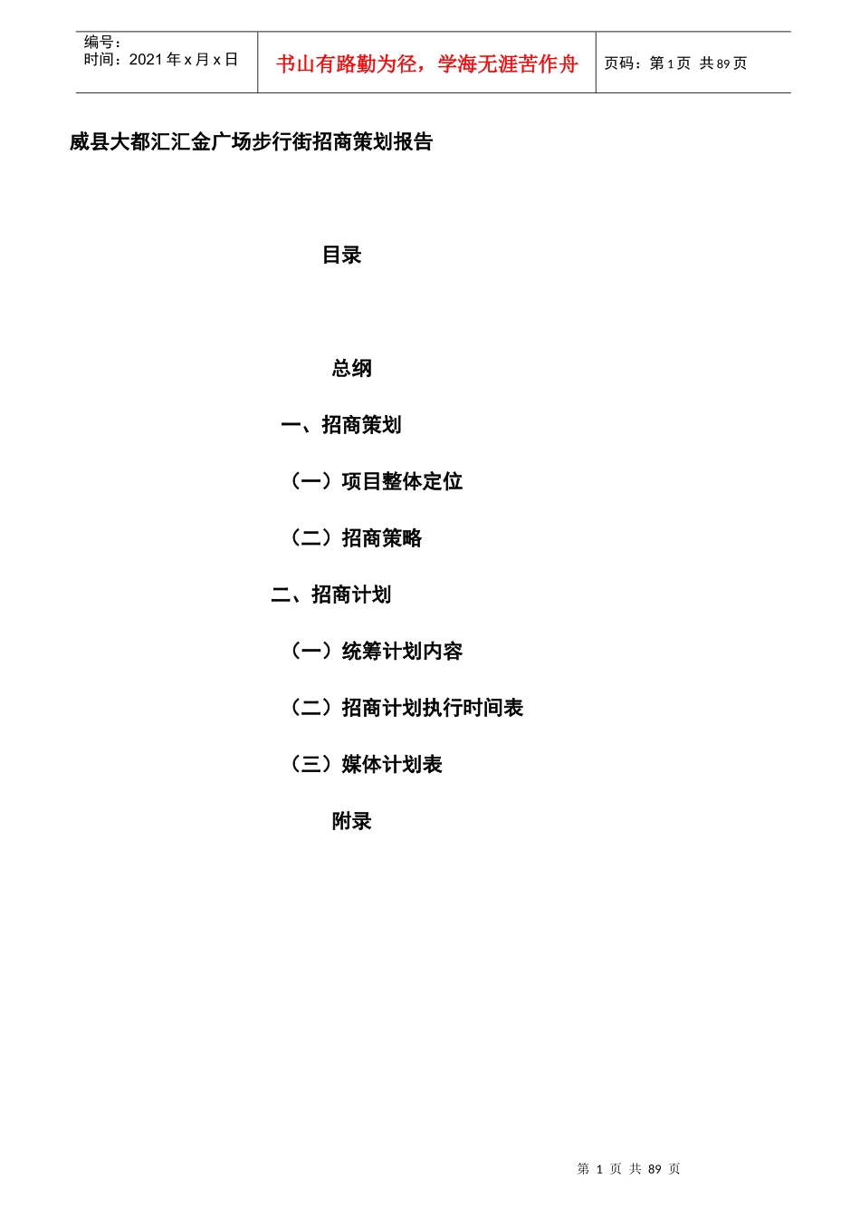 步行街招商业态组合及策划报告_第1页