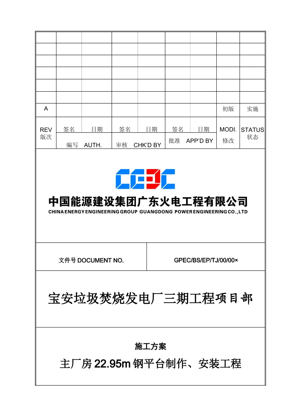 主厂房平台制作、安装施工方案培训资料_第1页