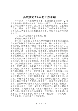 县残联对的工作总结