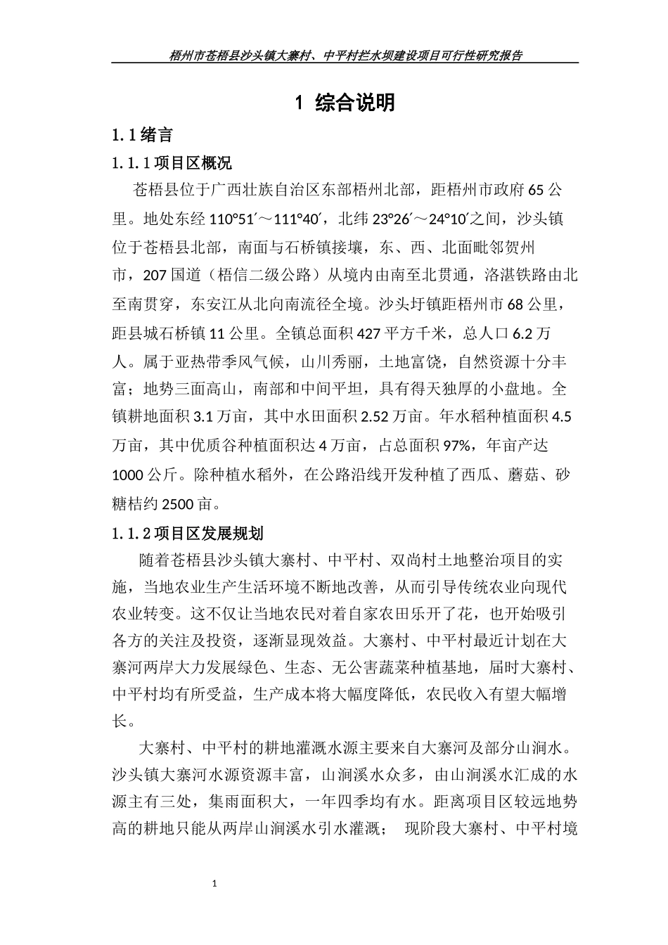 水坝建设项目可行性研究报告_第1页