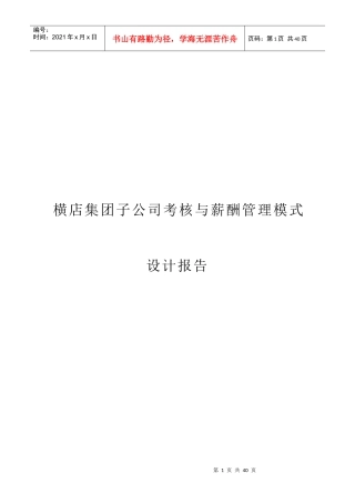 横店集团子公司考核与薪酬管理模式设计报告