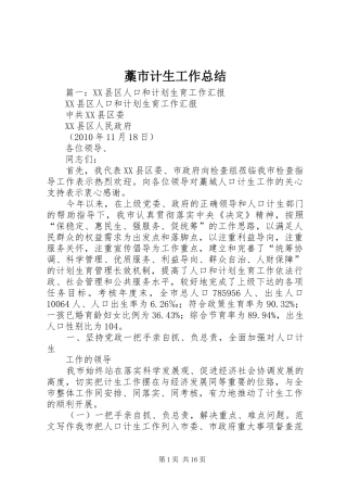 藁市计生工作总结