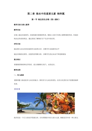 (新教材)高中化学必修一教案：2.1钠及其化合物(第1课时)