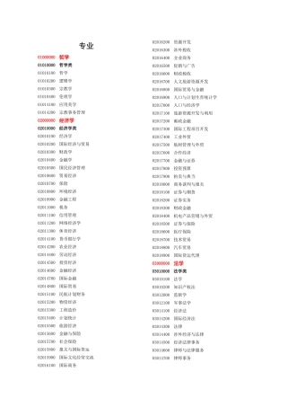 人才专业分类和代码