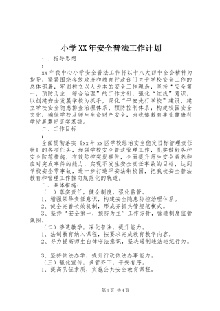 小学安全普法工作计划