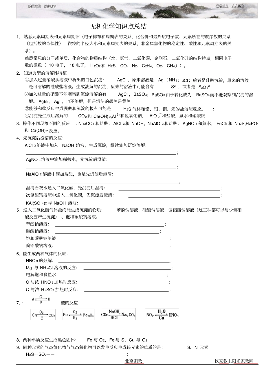 初中化学无机化学知识点总结_第1页