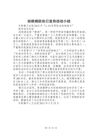 结核病防治日宣传活动小结