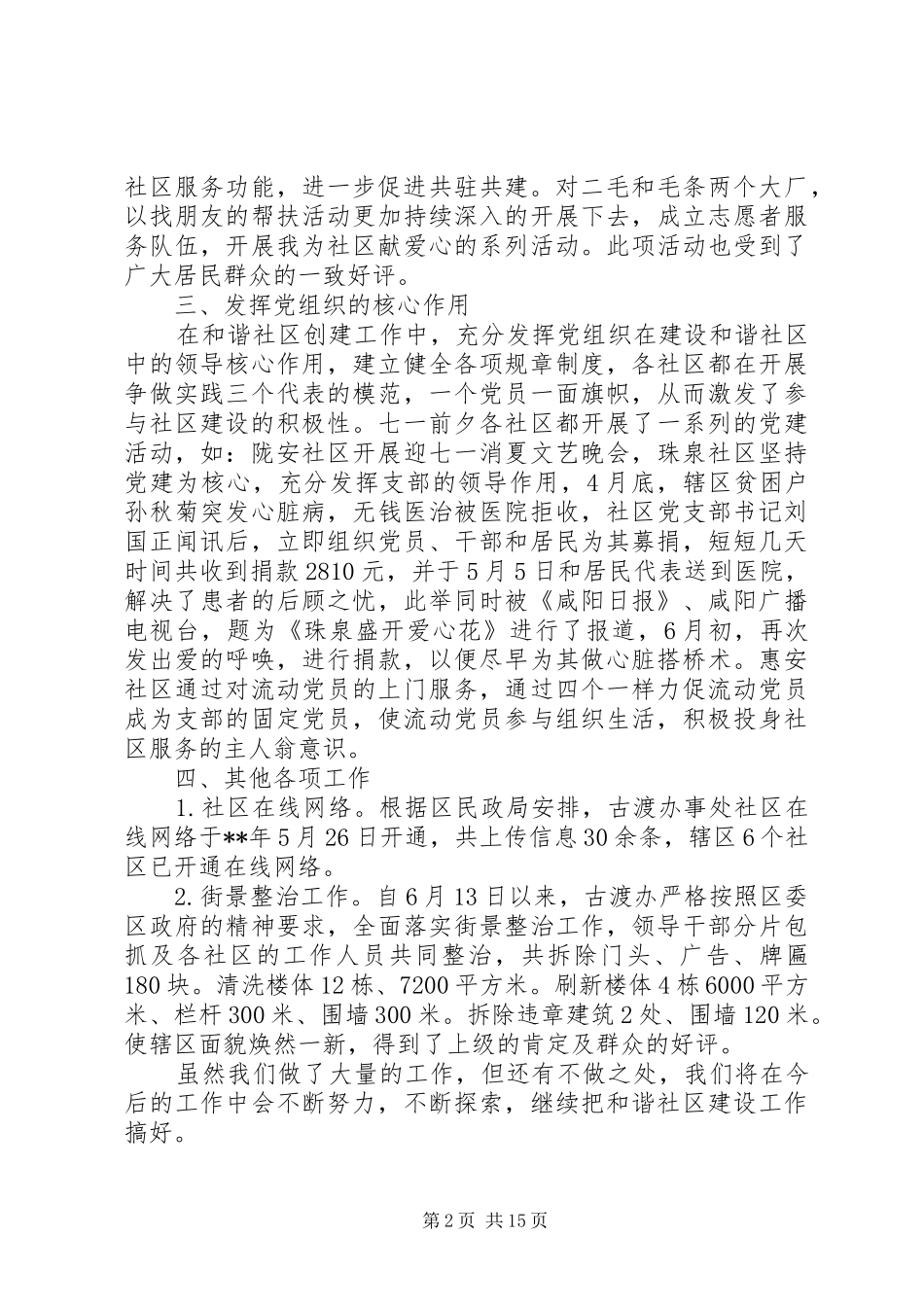 社区建设工作总结模板4篇_第2页