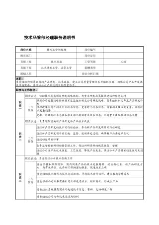 宁波华能贸易公司技术品管部经理职务说明书