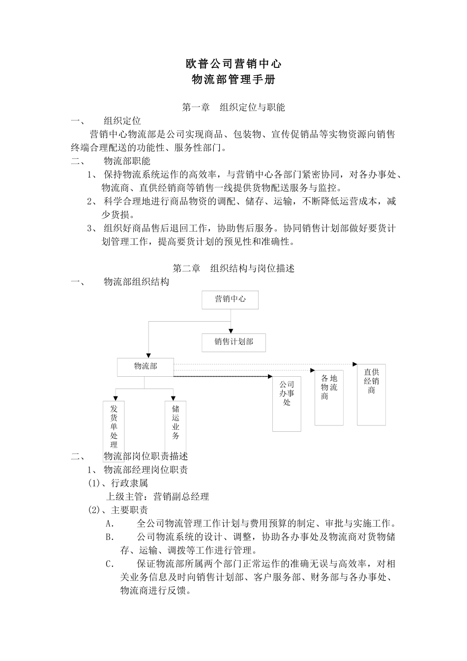 欧普公司物流部管理手册_第3页