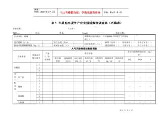 水泥工业污染源及治理效果调查表