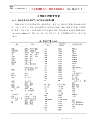 正常组织的耐受剂量