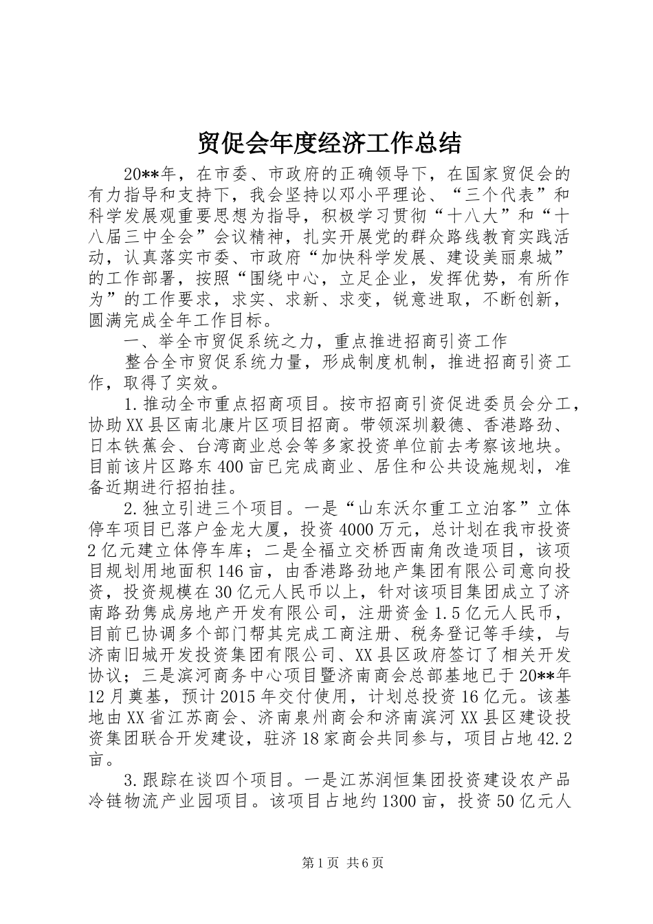 贸促会年度经济工作总结_第1页