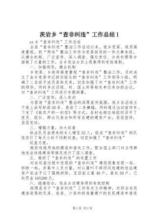 茨岩乡“查非纠违”工作总结1