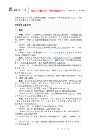 欧洲债务危机即欧洲主权的债务危机
