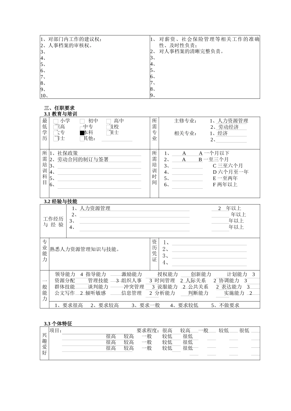 人力资源与行政部薪酬福利专员岗位职责_第2页