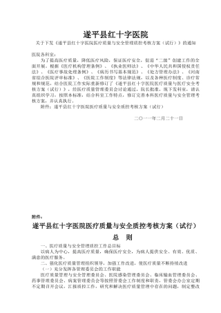 人力资源-XXXX医疗质量医疗安全考核方案