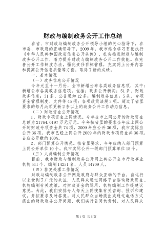 财政与编制政务公开工作总结
