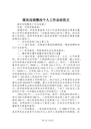 落实巡视整改个人工作总结范文