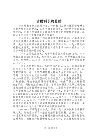 计财科长终总结