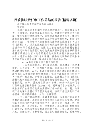 行政执法责任制工作总结的报告(精选多篇)