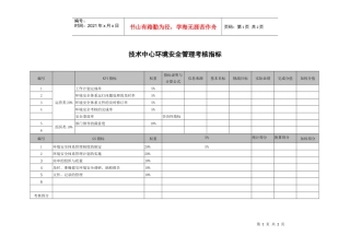 武汉天澄环保科技公司技术中心环境安全管理考核指标