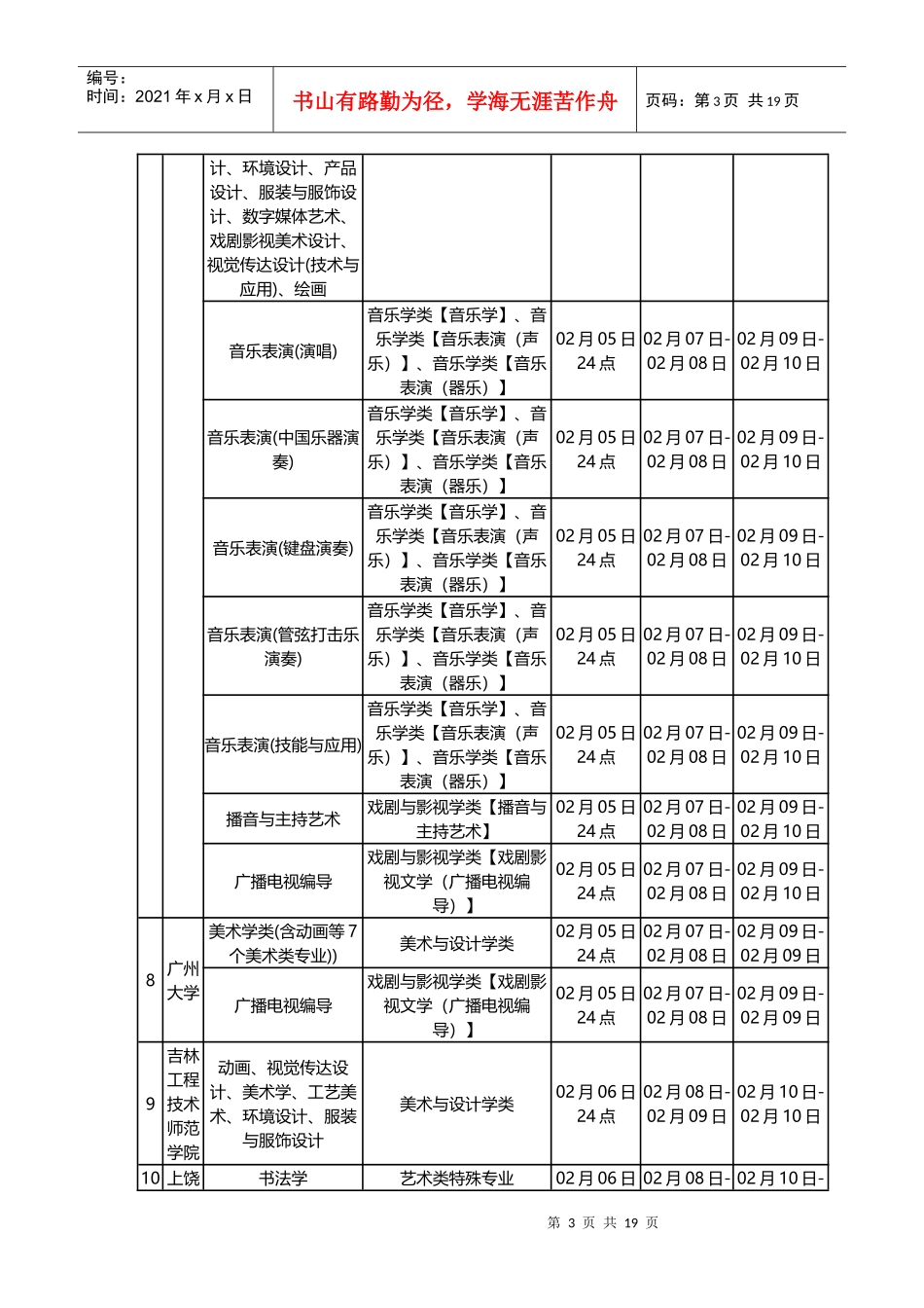 江西省2017年艺考校考时间表_第3页