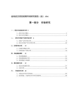 武汉某项目前期市场研究报告