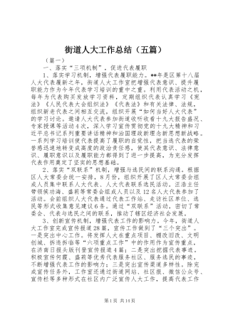 街道人大工作总结（五篇）