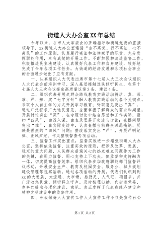 街道人大办公室XX年总结