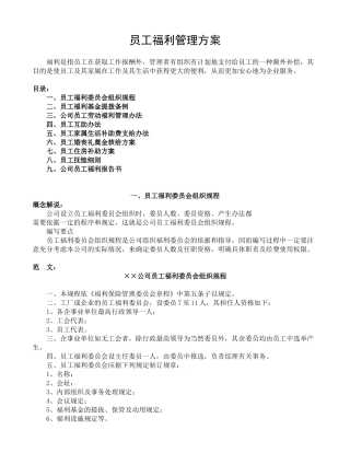员工福利管理方案（ 18页）