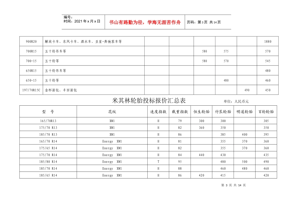 正新轮胎投标报价表_第3页