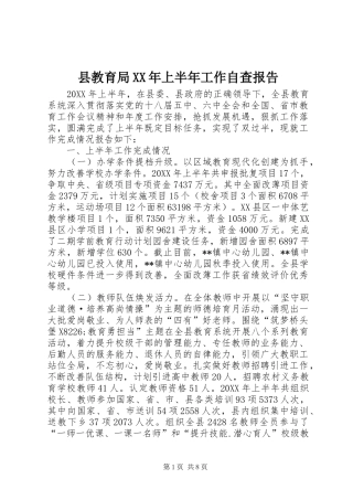 县教育局上半年工作自查报告