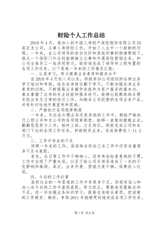 财险个人工作总结