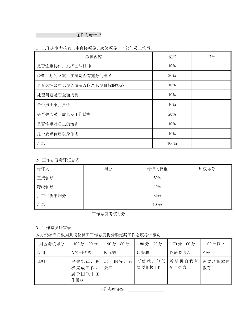 体育用品行业-总监岗位年度考核表_第3页