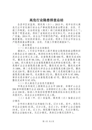 高危行业隐患排查总结