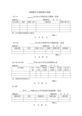 实践教学方面的统计表格