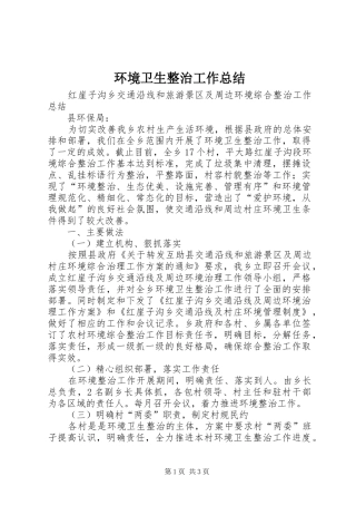 环境卫生整治工作总结