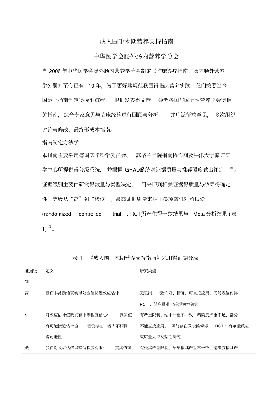 围术期患者营养支持指南_第1页