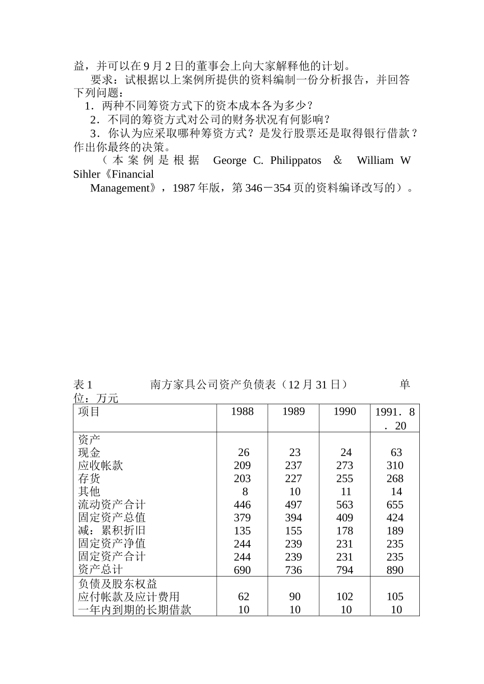 案例4南方家具公司筹资决策分析”感（DOC4页）_第3页