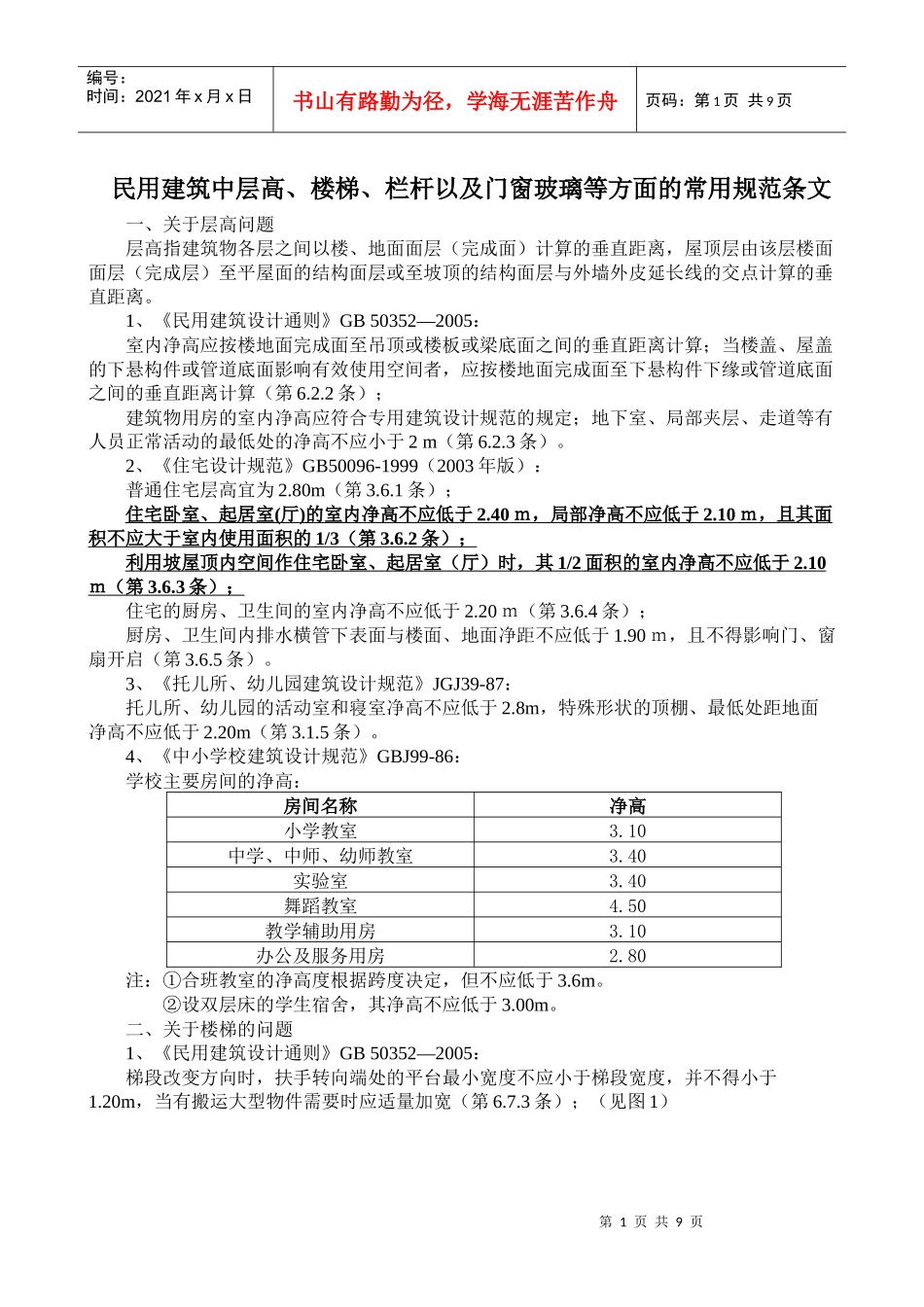 民用建筑栏杆、玻璃的规范性条文_第1页