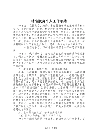 精准脱贫个人工作总结