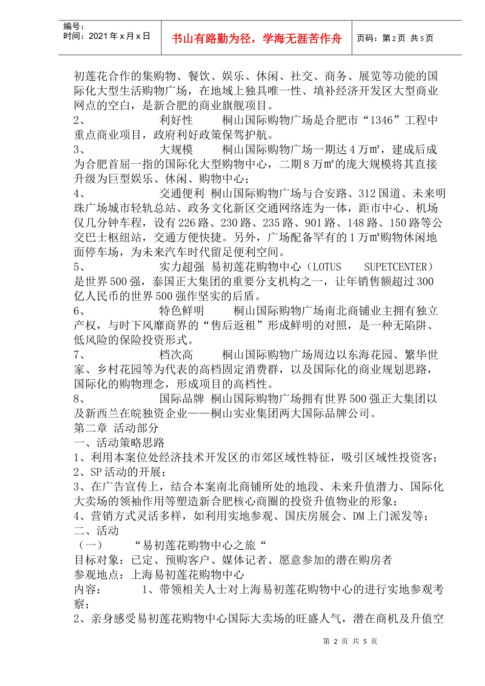 桐山国际购物广场项目推广方案(1)_第2页