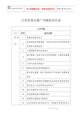 江苏省重点推广节能技术目录doc-关于印发江苏省重点推广