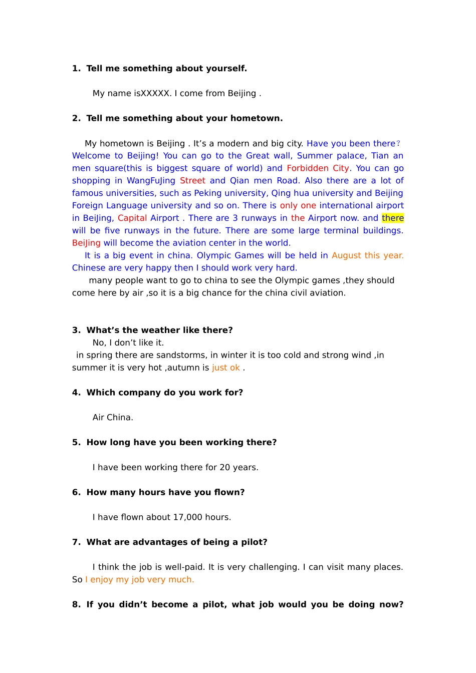 人力资源-ICAO英语四级面试内容_第1页