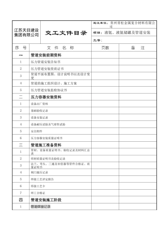 压力管道竣工资料