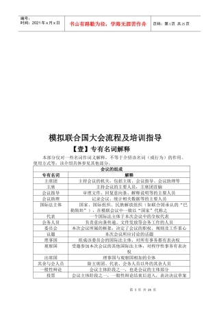 模拟联合国大会流程及培训指导