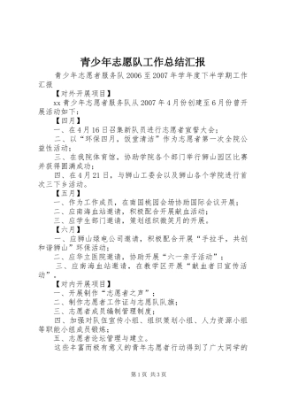 青少年志愿队工作总结汇报